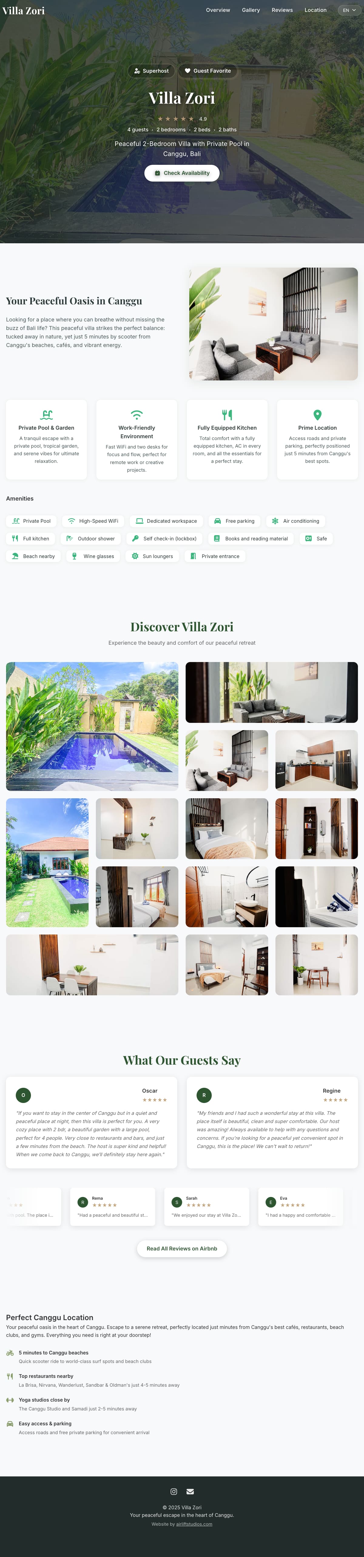 Villa Zori Website Showcase